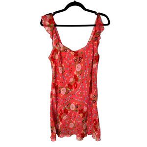 Natori S Josie Floral Print Slip Dress Chemise Lingerie Camisole Nighty Pink Red